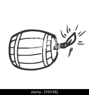 Doodle Barrel Bomb. Isolierter Vektor Stock Vektor
