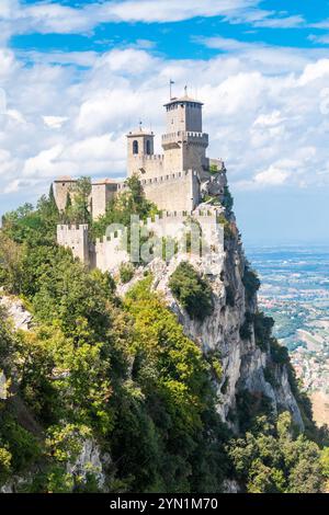 Festung von Guaita. Guaita Tower, auch bekannt als erster Turm von Gruppentürmen in San Marino. Stockfoto