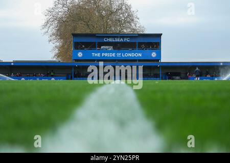 Kingston upon Thames, Großbritannien. November 2024. Eine allgemeine Ansicht des Kingsmeadow Stadions vor dem Barclays Women's Super League Spiel Chelsea FC Women vs Manchester United Women im Kingsmeadow Stadium, Kingston upon Thames, Großbritannien, 24. November 2024 (Foto: Izzy Poles/News Images) in Kingston upon Thames, Großbritannien am 24. November 2024. (Foto: Izzy Poles/News Images/SIPA USA) Credit: SIPA USA/Alamy Live News Stockfoto