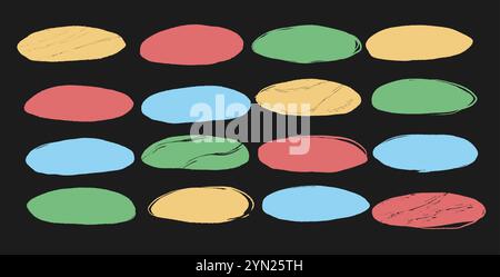 Ellipsenformen. Ovaler Rahmen für Buntstifte. Handgezeichneter ovaler Rand zur Angebotsabgabe. Kreisförmiges Freihandzeichen. Grunge Scribble Pack. Vektorillustra Stock Vektor