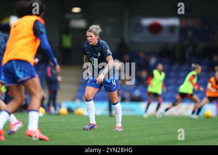 Kingston upon Thames, Großbritannien. November 2024. Während des Barclays Women's Super League Matches Chelsea FC Women gegen Manchester United Women im Kingsmeadow Stadium, Kingston upon Thames, Großbritannien, 24. November 2024 (Foto: Izzy Poles/News Images) in Kingston upon Thames, Großbritannien am 24. November 2024. (Foto: Izzy Poles/News Images/SIPA USA) Credit: SIPA USA/Alamy Live News Stockfoto