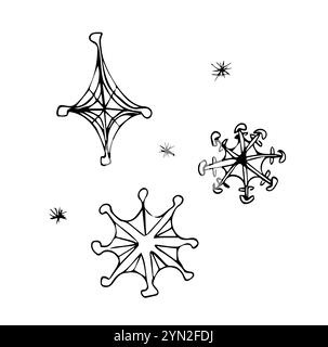 Snowflake handgezeichnete Doodle Vektorgrafik. Winterkonzept Stock Vektor