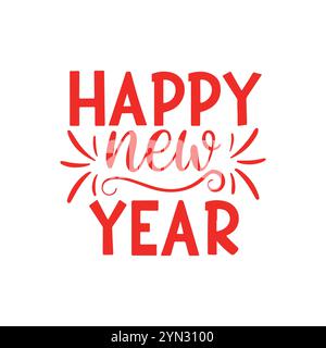 Happy New Year 2025 Typografie, Banner, Postkarte, Veranstaltungseinladung, Designelement, Happy New Year Hand gezeichneter Schriftzug, Vektor-Illustration. Stock Vektor