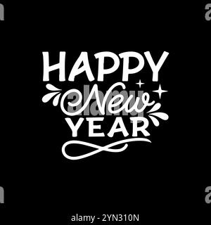 Happy New Year 2025 Typografie, Banner, Postkarte, Veranstaltungseinladung, Designelement, Happy New Year Hand gezeichneter Schriftzug, Vektor-Illustration. Stock Vektor