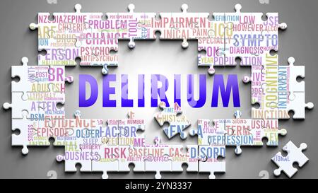 Delirium ist ein komplexes Thema, das mit anderen wichtigen Themen zusammenhängt. Stockfoto