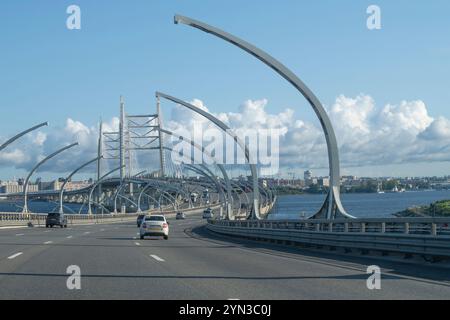 SANKT PETERSBURG, RUSSLAND - 18. AUGUST 2024: Sommertag auf dem westlichen Hochgeschwindigkeitsschiff ​​Diameter Stockfoto