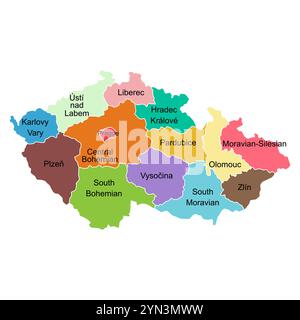 Region der Tschechischen republik Karte, Reise Web flach Konzept Symbol Vektor Illustration . Stock Vektor