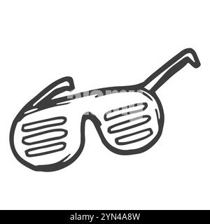 Klassische Elemente der 80er Jahre 90er Jahre in modernem, flachem Stil. Hand gezeichnete Vektor-Illustration von Retro oder Vintage rosa gestreifte Sonnenbrille, Sommer Accessoire Stock Vektor
