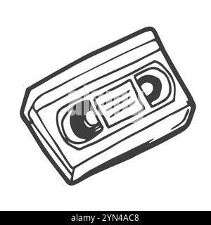 Kritzele Videokassette Hand gezeichneter Vektor Stock Vektor