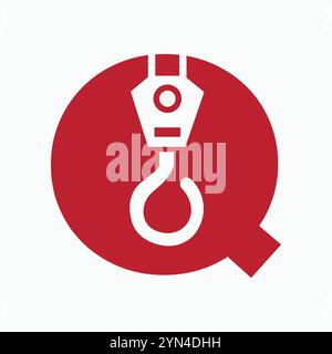 Letter Q Crane Logo Concept for Construction Symbol Vector Template Stock Vektor