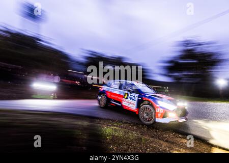 Sainte Maxime, Frankreich. November 2024. 03 CAMILI Eric, DE LA HAYE Thibault, Hyundai i20N Rally2, Bonneton HDG - 2C, Aktion während der Rallye du Var 2024, 9. Runde des Championnat de France des Rallyes 2024, vom 22. Bis 24. November in Sainte-Maxime, Frankreich - Foto Bastien Roux/DPPI Credit: DPPI Media/Alamy Live News Stockfoto