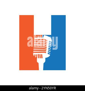 Buchstabe H Mikrofon Logo Konzept für Musik Symbol Vektor Zeichen Stock Vektor