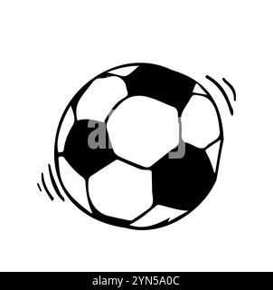 Sketch einer Fußballfigur oder Zeichnung eines Fußballballs im Doodles-Stil. Handgezeichnet in Schwarzweiß. Sportliche Vektormomente für Turniere Stock Vektor