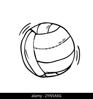 Vektor Einzelner Schwarzer Bleistift Sketch Volleyballball. Sportkonzept Stock Vektor