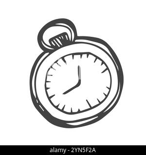 Symbol für die handgezeichnete Stoppuhr, Logo-Konzept für die schnelle Zeit. Stoppuhr, schnelles Liefergeschwindigkeitskonzept, Express- und Eildienste. Stock Vektor