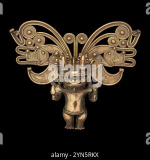 Tairona Gold Figur Anhänger präkolumbische Kunst und Schmuck Stockfoto