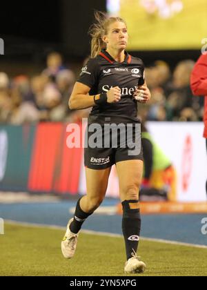 Hendon, North London, Großbritannien. November 2024. Hendon, North London, England, 24. November 2024: Lotte Sharp (11 Saracens) während des Allianz Premiership Womens Rugby-Spiels zwischen Saracens und Harlequins im StoneX Stadium in Hendon, North London, England. (Jay Patel/SPP) Credit: SPP Sport Press Photo. /Alamy Live News Stockfoto