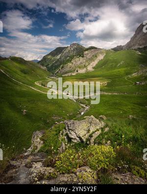 Blick von Preit (Maira-Tal, Cuneo, Italien) Stockfoto