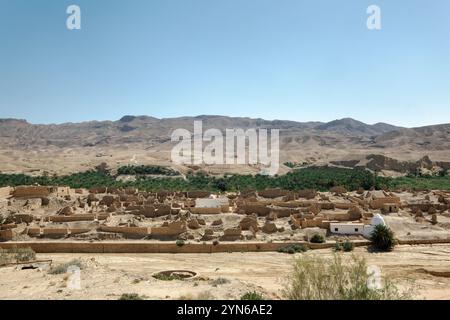 Oasis und zerstörten Dorf Tamerza in Tunesien Stockfoto