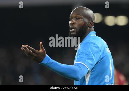 Napoli, Italien, 24. November ,2024 Romelu Lukaku von SSC Napoli Gesten während der Serie A Enilive zwischen SSC Napoli vs AS Roma:Agostino Gemito/ Alamy Live News Stockfoto