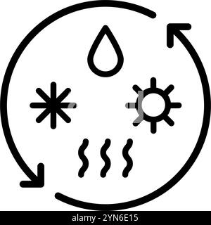 Das HVAC-Logo ist ein Unternehmen oder Unternehmen für Heizung, Lüftung und Klimaanlage. Symbol für lineares HLK-System. Einfaches Konzept für Ihre Logo Web Mobile App UI DE Stock Vektor