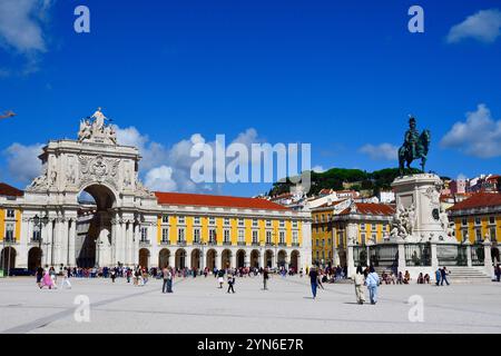 Prac do Comércio - auch bekannt als Terreiro do Pac, ein großer, auf den Hafen ausgerichteter plaza in Portugals Hauptstadt Lissabon. Portugal, Europa Stockfoto