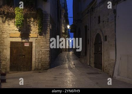 Verlassene typische Gasse in der Innenstadt von Vieste, Süditalien Stockfoto