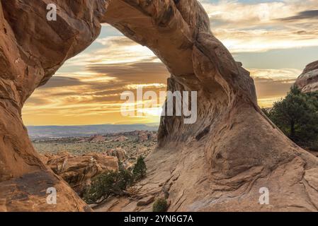 Toller Blick auf den Partition Arch im Arches National Park, USA, Nordamerika Stockfoto