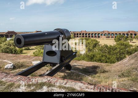 Kanone auf dem Dach von Fort Jefferson, Dry Tortuga Island, Florida, USA, Nordamerika Stockfoto