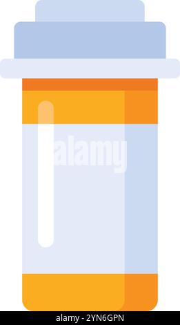 Orange und weiß verschreibungspflichtige Pille Flasche repräsentiert medizinische Behandlung, pharmazeutische Industrie, und Zugang zur Gesundheitsversorgung, betont die Bedeutung von Stock Vektor