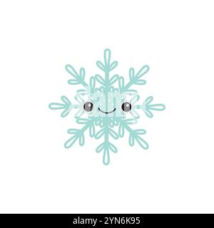 Niedliche Schneeflocke mit lächelndem Gesicht Frohe Weihnachten Stock Vektor