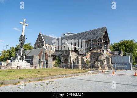 Ruine der berühmten Christchurch Cathedral nach dem Erdbeben von 2011, Südinsel von Neuseeland Stockfoto