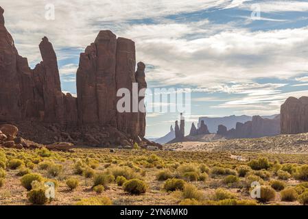 Malerischer Blick auf die Felsformation Totem Poles im Monument Valley, USA, Nordamerika Stockfoto