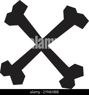 Zwei schwarze Knochen werden gekreuzt, um ein einfaches, aber wirkungsvolles Bild vor einem sauberen weißen Hintergrund zu schaffen, ideal für die Vermittlung von Gefahrenkonzepten Stock Vektor