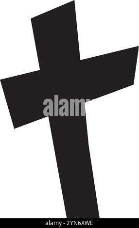 Einfache, kraftvolle Illustration eines schwarzen christlichen Kreuzes, das Glauben, Spiritualität und religiöse Hingabe repräsentiert, perfekt für die Vermittlung von Themen Stock Vektor