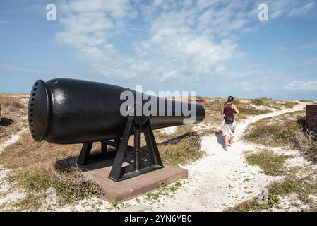 Kanone auf dem Dach von Fort Jefferson, Dry Tortuga Island, Florida, USA, Nordamerika Stockfoto