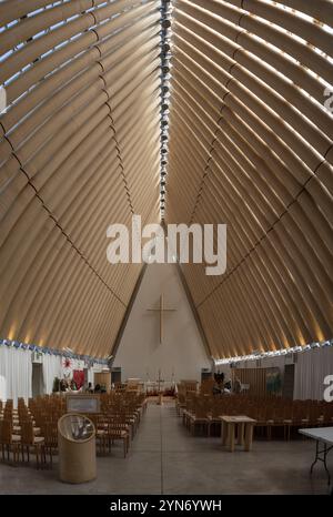 CHRISTCHURCH, NEUSEELAND, 16. DEZEMBER 2022, berühmte Cardboard Cathedral von Christchurch, Neuseeland, Ozeanien Stockfoto