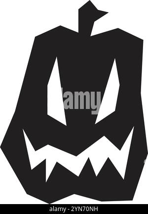 Schwarz-weiße Vektorgrafik, die einen stilvollen halloween-Kürbis mit einem bedrohlichen Grinsen vor einem schlichten weißen Hintergrund darstellt, perfekt für den Urlaub Stock Vektor
