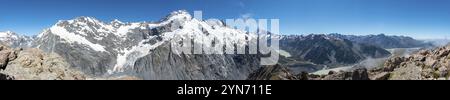 Mount Sefton, Mount Cook und Hooker Valley von der Mueller Hut Route, Aoraki National Park, South Island of New Zealand Stockfoto