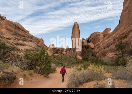 Wandern im Arches National Park, USA, Nordamerika Stockfoto