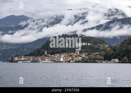 Bellagio am Comer See nach Regen, gesehen von Tremezzo, Italien, Europa Stockfoto