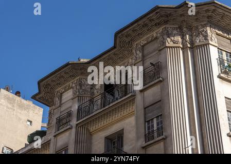 Alte verfallene Art déco-Häuser in der Ville Nouvelle von Casablanca, Marokko, Afrika Stockfoto