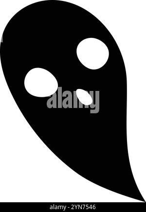 Schlichter schwarzer Geist mit überraschtem Ausdruck, ideal für halloween-Projekte, die eine gruselige und verspielte Atmosphäre schaffen Stock Vektor