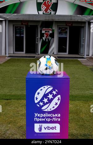 Kiew, Ukraine. November 2024. Kiew, Ukraine 24. November 2024 Offizielles Ball VBET ukrainisches Premier League Spiel zwischen Obolon Kiew gegen Kryvbas Kryvyi Rih - Obolon Arena in Kiew, Ukraine (KUBANOV PAVLO UKR/SPP) Credit: SPP Sport Pressefoto. /Alamy Live News Stockfoto