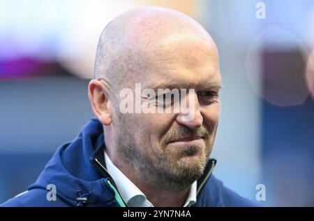 Edinburgh, Großbritannien. November 2024. Schottlands Cheftrainer Gregor Townsend während des Spiels der Autumn Nation Series im Murrayfield Stadium, Edinburgh. Der Bildnachweis sollte lauten: Neil Hanna/Sportimage Credit: Sportimage Ltd/Alamy Live News Stockfoto