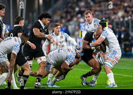 Turin, Italien, Italien. November 2024. Turin, Italien - 23. November: Rugby - Autumn Nations Series 2024 Spiel zwischen Italien und Neuseeland im Allianz Stadium am 23. November 2024 in Turin, Italien. Mark Tele'a aus Neuseeland in Aktion (Credit Image: © Tonello Abozzi/Pacific Press via ZUMA Press Wire) NUR REDAKTIONELLE VERWENDUNG! Nicht für kommerzielle ZWECKE! Stockfoto