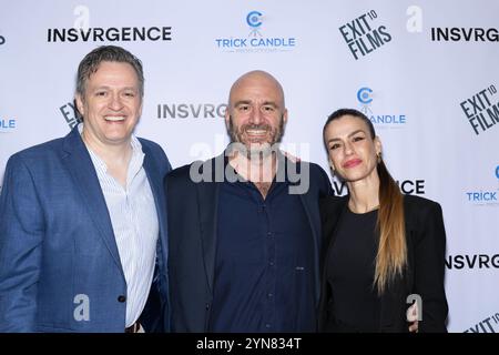 Los Angeles, Kalifornien, USA. November 2024. Produzent Tom Malloy, Produzent Mario Niccolo Messina, Produzent Valentina Cau bei Insurgence präsentiert Los Angeles Premiere von The Crime Thriller BURY HIM im Harmony Gold Theater, Los Angeles, CA, 12. November 2024 (Credit Image: © Eugene Powers/SOPA images via ZUMA Press Wire) NUR REDAKTIONELLE VERWENDUNG! Nicht für kommerzielle ZWECKE! Stockfoto