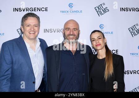 Los Angeles, Usa. November 2024. Produzent Tom Malloy, Produzent Mario Niccolo Messina, Produzent Valentina Cau bei Insurgence präsentiert Los Angeles Premiere von The Crime Thriller BURY HIM im Harmony Gold Theater, Los Angeles, CA, 12. November 2024 Credit: SOPA Images Limited/Alamy Live News Stockfoto