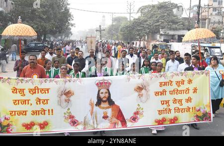 Patna, Indien. November 2024. PATNA, INDIEN – 24. NOVEMBER: Christliche Gemeinde am fest Christi des Königs in Digha am 24. November 2024 in Patna, Indien. (Foto: Santosh Kumar/Hindustan Times/SIPA USA) Credit: SIPA USA/Alamy Live News Stockfoto