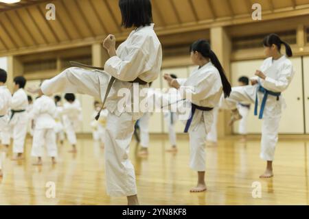 Kinder, die Karate üben Stockfoto